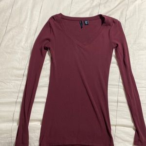Maroon Cynthia Rowley Long Sleeve Top XS